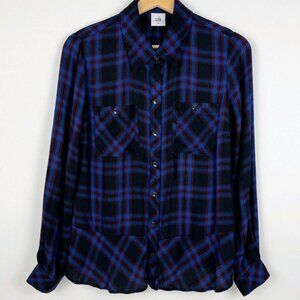 Cabi Moody plaid button front peplum blouse Comfortable, lightweight Size M